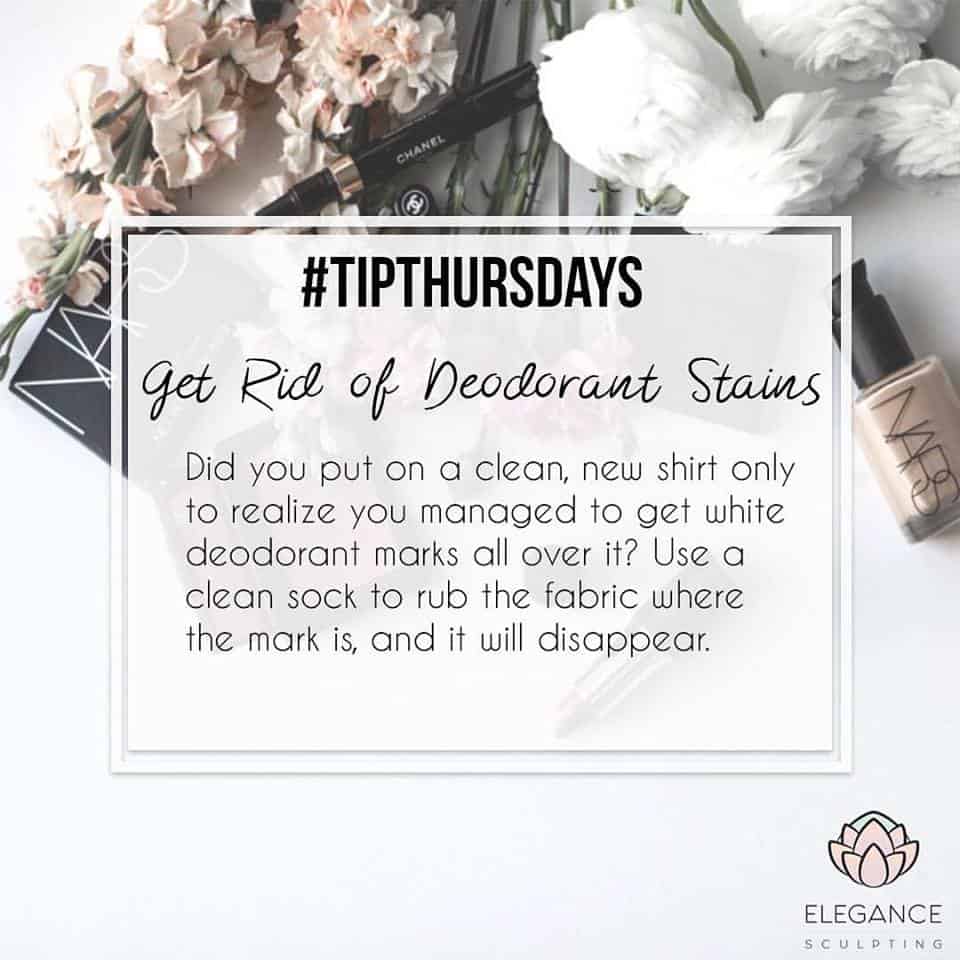 #TipThursday - Deodorant Stains - Elegance Sculpting Vancouver B.C